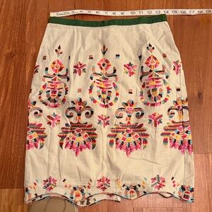 Corey Lynn Calter Cream Skirt with Multicolor Embroidery